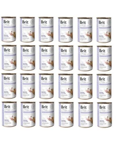 BRIT Veterinary Diet Gastrointestinal Salmon&Pea sistem digestiv sensibil la caini 24x400 g hrana dietetica