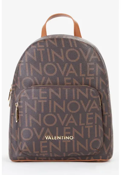 Rucsac de piele ecologica cu model logo Regina - Maro inchis/Maro scortisoara/Maro deschis
