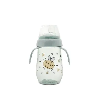 Biberon anticurgere cu toarte si gat larg, 6 luni+, 250 ml, My Friend, Iceberg Green