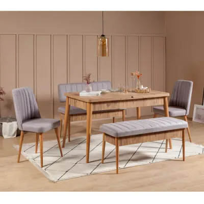 Set masa extensibila si scaune VINA, 5 piese, pin atlantic + soho, 130x80x77 cm