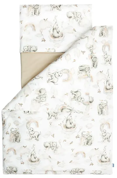 Set lenjerie de pat pentru copii din 3 piese Sensillo - Pui de elefanți, 100 x 135 cm