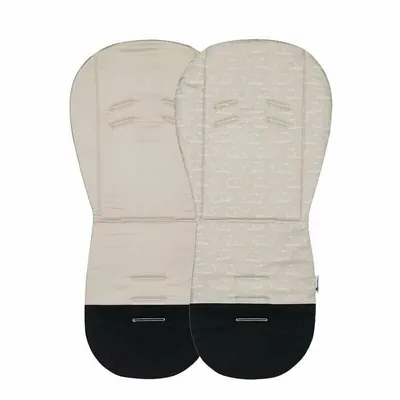 Salteluta pentru carucior, Petite&Mars, Foamy, Din spuma cu memorie, 86 x 42 cm, Reversibila, Universala, Design balenute, Bej