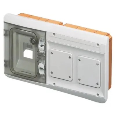 Flush-Mounting Combination Board Fitted For Modular Devices and 2 Flanges - 4module + Ip55 Grey Ral7035