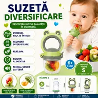 Suzeta pentru diversificarea hranei, pentru fructe si legume, silicon moale, Verde, Marimea S