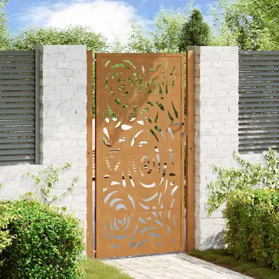 vidaXL Poartă de grădină 100x175 cm, oțel rezistent la intemperii, design cu flacără