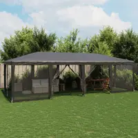 Gossi cort de petrecere cu 12 pereti din plasa, antracit, 8x4 m, hdpe