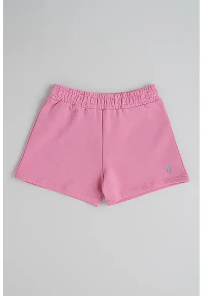 Pantaloni scurti din bumbac cu banda elastica in talie - Roz prafuit