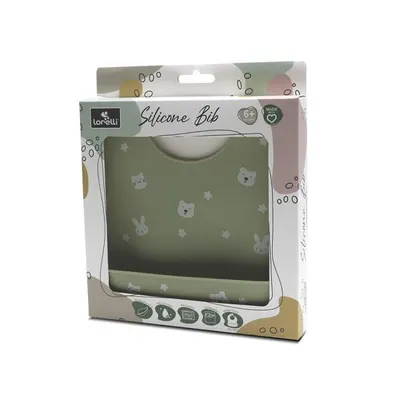 Baveta din silicon cu buzunar frontal, reglabila, 6 luni+, Fresh Green