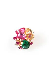 Brosa martisor fluture roz cu flori