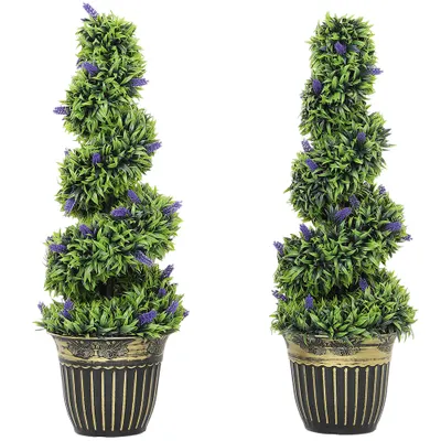 HOMCOM Set de Două Plante Artificiale Lavandă 90 cm | Aosom Romania