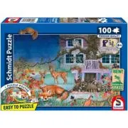 Puzzle 100 piese, Vizita animalelor noaptea, Schmidt