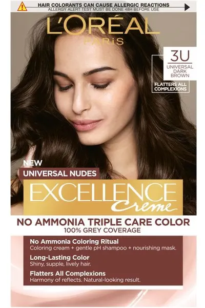 L'Oréal Excellence Vopsea fără amoniac, 3U Universal Dark Brown
