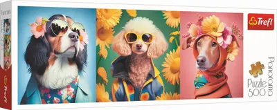 Puzzle panoramic Trefl din 500 de piese - Săptămâna modei câinelui