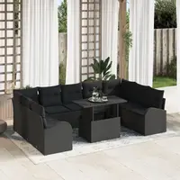 Gossi set de canapea de gradina cu 10 piese cu perne negru ratan sintetic