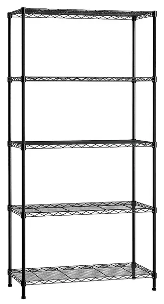 Etajeră metalică din sârmă MMS - 5 х 200 kg, 180 х 91 x 45 cm, negru