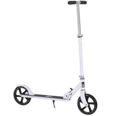 HOMCOM Trotinetă Pliabilă, Ghidon Reglabil pe 4 Nivele, Sistem de Frânare în Spate pentru Copii și Adolescenți, Greutate Max. 100 kg, Dim. 88L x 37l x 75-100H cm, Alb | Aosom Romania