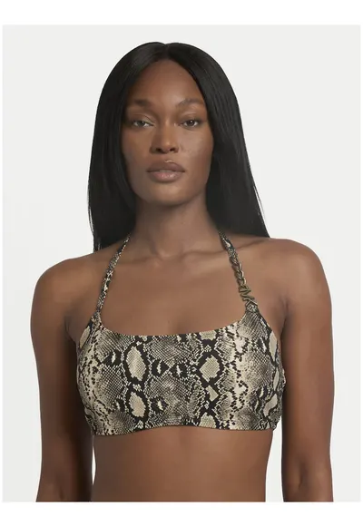 Top de bikini pentru femei - animal print - negru - nylon-elastan