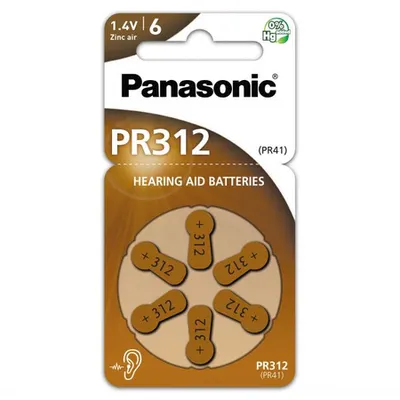 Baterii aparat auditiv Zinc-Aer 312 PR41, 6 Buc. Panasonic