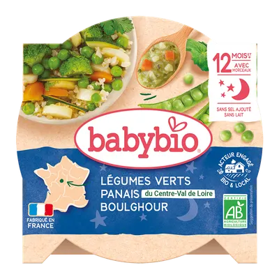 Meniu legume verzi, pastarnac si bulgur Bio, 230g, BabyBio