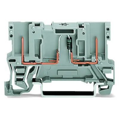 2-pin component carrier block; with diode 1N4007; anode, left side; for DIN-rail 35 x 15 and 35 x 7.5; 4 mm²; gray