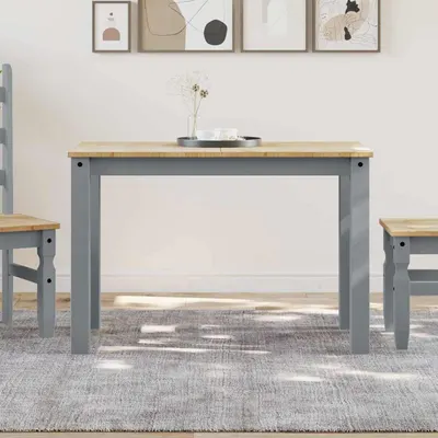 vidaXL Masă de sufragerie PANAMA, gri, 112x60x75 cm, lemn masiv pin