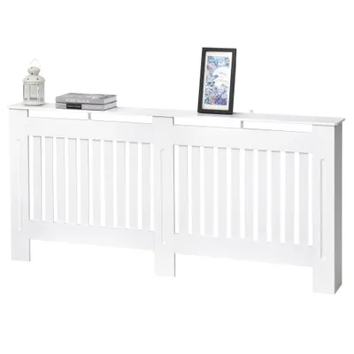 HOMCOM Carcasă Modernă pentru Calorifer din MDF Stratificat, Carcasă Calorifer pentru Casă și Birou, 172x19x81 cm, Alb | Aosom Romania