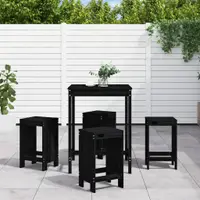Gossi set mobilier bar de gradina, 5 piese, negru, lemn masiv de pin
