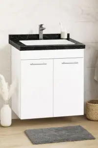 Set Baza si Lavoar seria 867, suspendata, montata, 60 cm, alb + negru