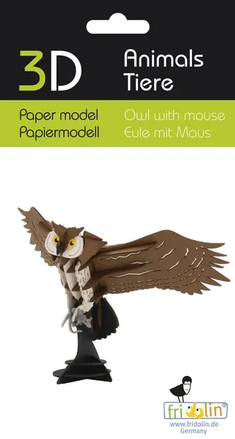 Model 3D din carton pentru asamblare Fridolin - Bufniţă