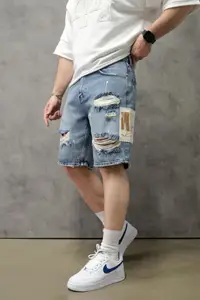 Pantaloni Scurți Denim Graffiti Streetwear – Blue Edition Psas218(3347) (mărime: 30)