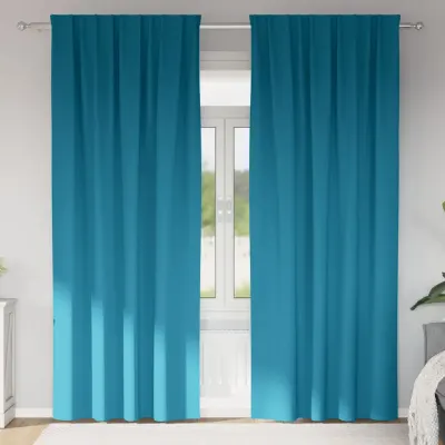vidaXL Perdele Opaque cu Inel 2 buc. Turcoaz 225 x 140 cm Poliester