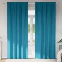 vidaXL Perdele Opaque cu Inel 2 buc. Turcoaz 225 x 140 cm Poliester