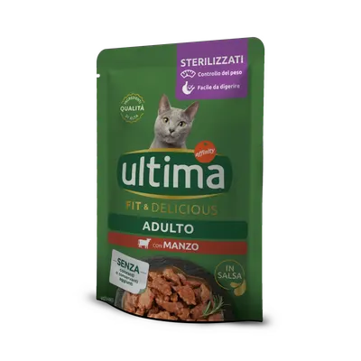 Hrana umeda pisici, Ultima Cat, Adult Sterilizat Fit & Delicious Vita, 85 g