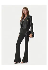 Geaca dama - piele naturala - neagra - cu fermoar - cu buzunare cu fermoar -