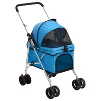 Gossi carucior pliabil de caini albastru 76x50x100 cm tesatura oxford