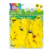 Baloane aniversare Fiorello, 30. 5cm, emoticoane diverse modele, galben, 170-2328, set 12 buc
