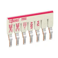 Staggered jumper; insulated; 7-way; Nominal current 25 A; suitable for 2002 and 2003 Series rail-mounted terminal blocks; light gray