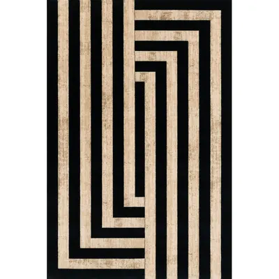Covor negru-bej din lână 200x300 cm Agnus Art Deco II – Agnella