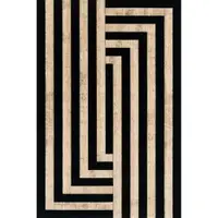 Covor negru-bej din lână 133x190 cm Agnus Art Deco II – Agnella