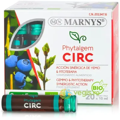 Phytalgem CIRC - Complex cu 7 Plante pentru Imbunatatirea Circulatiei si Combaterea Senzatiei de Picioare Obosite 20 fiole