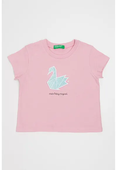 Tricou cu aplicatii stralucitoare - Roz/Albastru