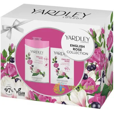 Set Duo Pudra de Corp 100g + Sapun cu Parfum de Trandafir Englezesc English Rose Collection 120g