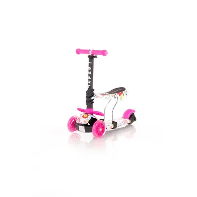 Trotineta cu scaun 3 roti pentru fete peste 3 ani Lorelli 2 in 1 Smart 2020 Flowers roz