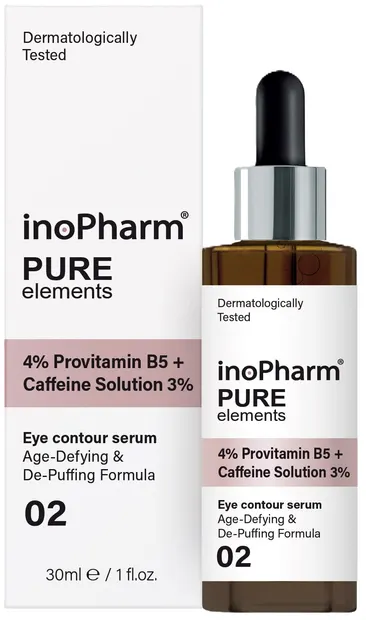 InoPharm Pure Elements Ser pentru ochi 4% Provitamin B5 + Caffeine Solution 3%, 30 ml