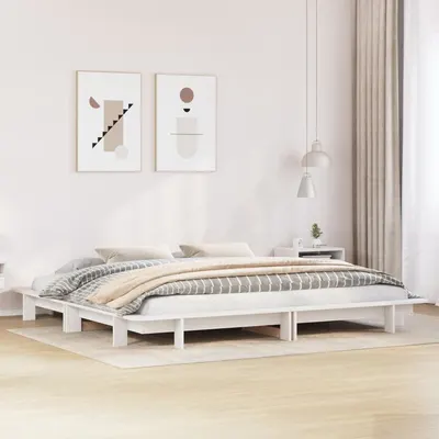 Gossi cadru de pat fara saltea, alb, 160x200 cm, lemn masiv pin