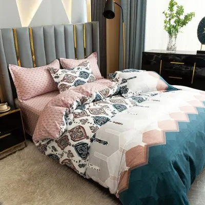 Lenjerie Pat Dublu Cu Elastic Bumbac Satinat - 3 Bucati 219 Lei - Turquoise Abstract