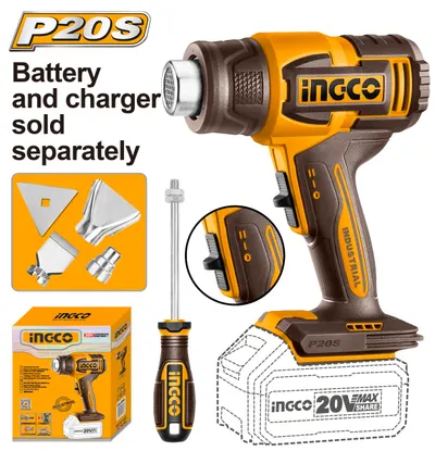 Pistol cu aer cald 20V, 300/550°C, 100/200 L/min, cu 4 accesorii – fara acumulator HGLI2006