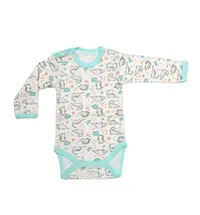 Body 4 capse maneca lunga RB07 alb/dinozauri, Rombaby | 12/18 luni