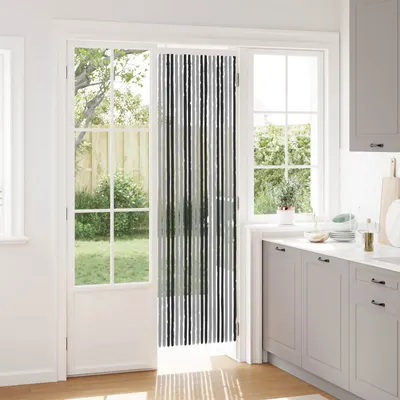vidaXL Perdea pentru insecte din chenille Gri și negru 56 x 200 cm