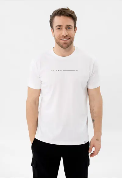 Tricou barbati din bumbac cu imprimeu pe piept - Comfort Fit - maneca scurta - T-Klir - alb - Alb
